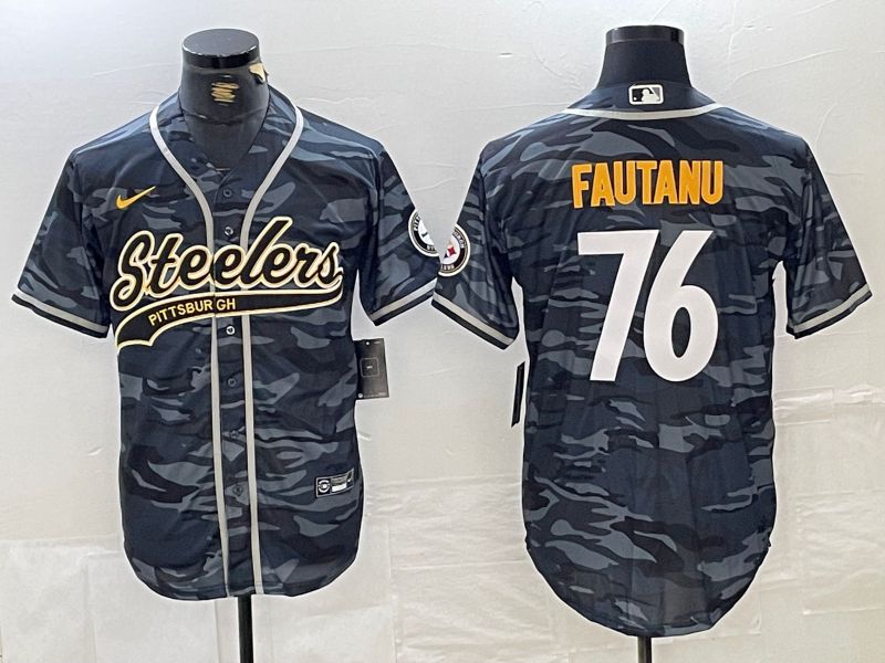 Men Pittsburgh Steelers 76 Fautanu Camo Joint Name 2024 Nike Limited NFL Jersey style 1
